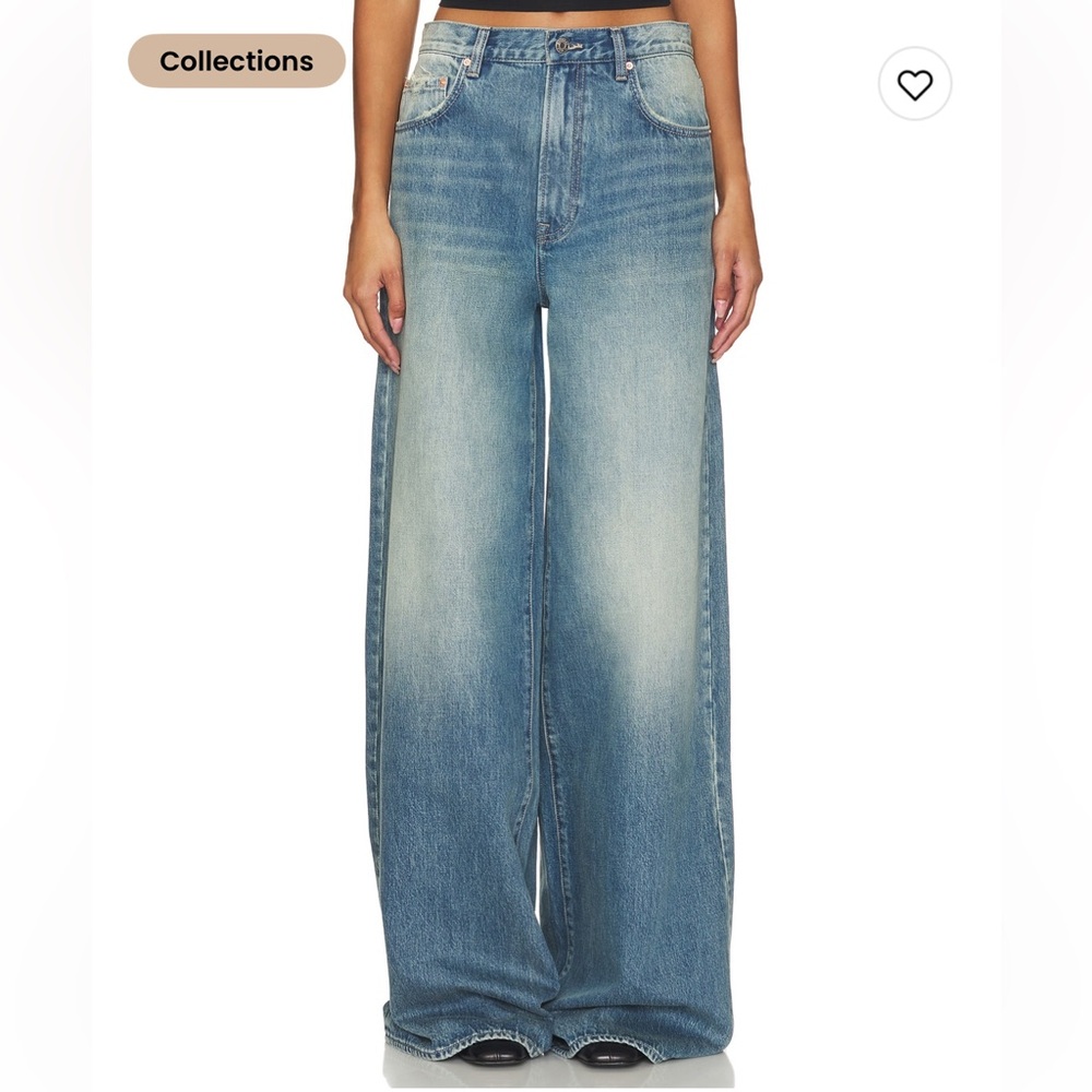 GRLFRND Luna Mid Rise Baggy Wide Leg Jean in Jackson